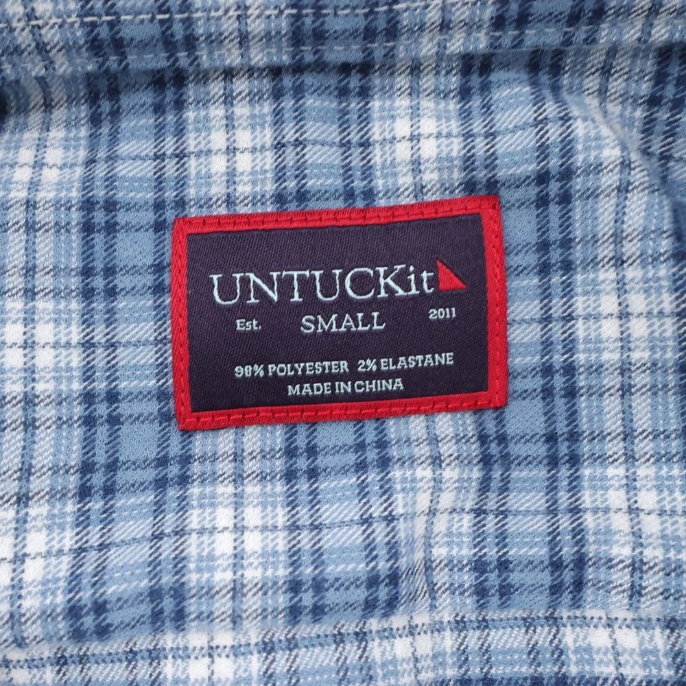 UNTUCKit Dhais Plaid Flannel Performance Button Down Shirt Blue Mens Small